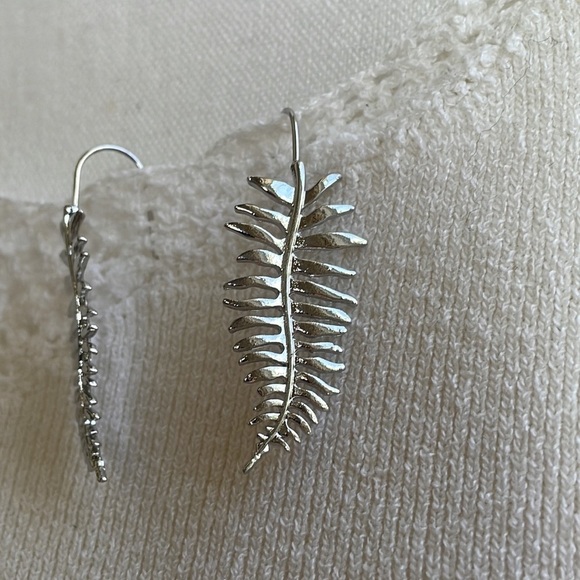 Silver leaf earrings 2” drop - Picture 9 of 13